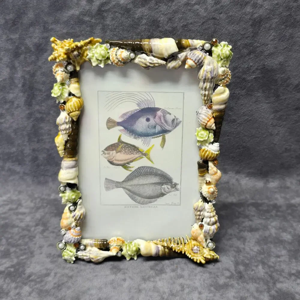 Sanibel Austrian Crystal by Two's Company Seashell Encrusted 5x7 Picture Frame